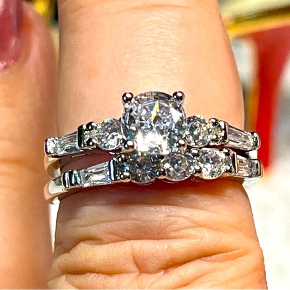 👰‍♀️💒2pc “bridal” set rings in sterling silver